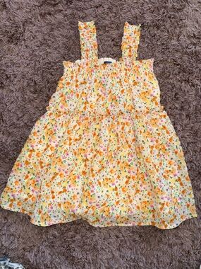 Old Navy Floral Smocked Dress in Cream, Orange & Pink